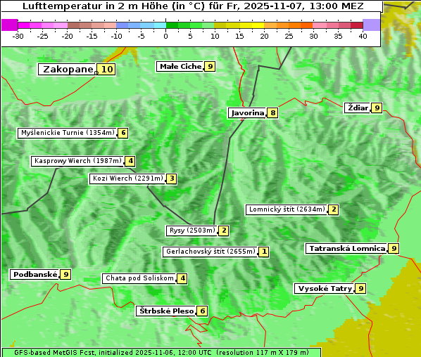 Temperatur, 7. 11. 2025