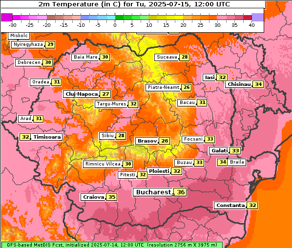 Temperatur, 15. 7. 2025