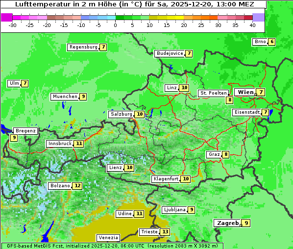 Temperatur, 20. 12. 2025