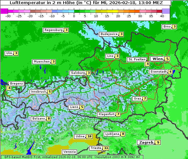 Temperatur, 18. 2. 2026