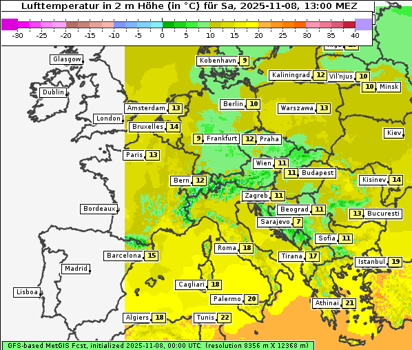 Temperatur, 8. 11. 2025