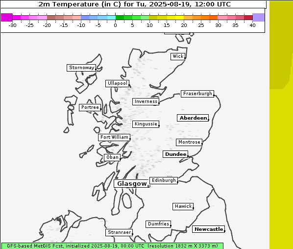 Temperatur, 19. 8. 2025