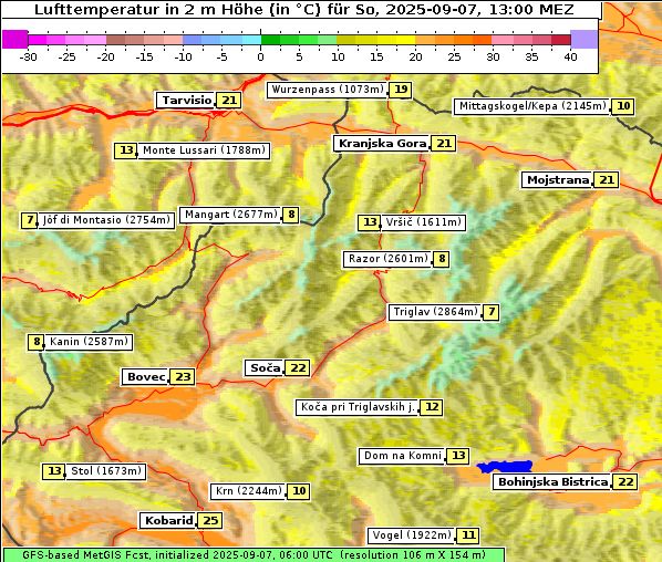 Temperatur, 7. 9. 2025