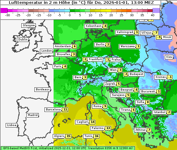 Temperatur, 1. 1. 2026