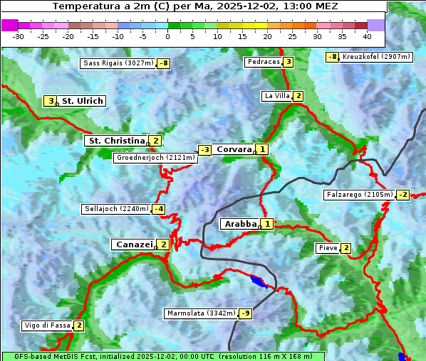 Temperatur, 2. 12. 2025