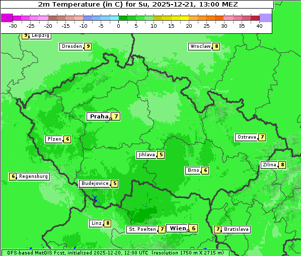 Temperatur, 21. 12. 2025
