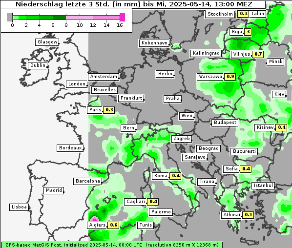 Niederschlag, 14. 5. 2025