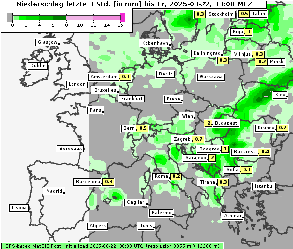 Niederschlag, 22. 8. 2025