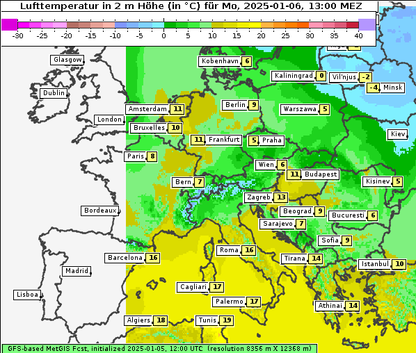 Temperatur, 6. 1. 2025