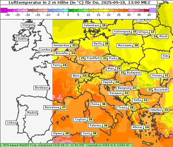 Temperatur, 18. 9. 2025