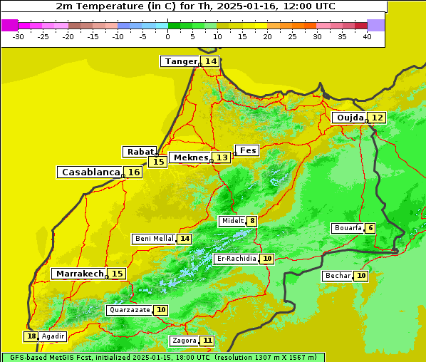 Temperatur, 16. 1. 2025