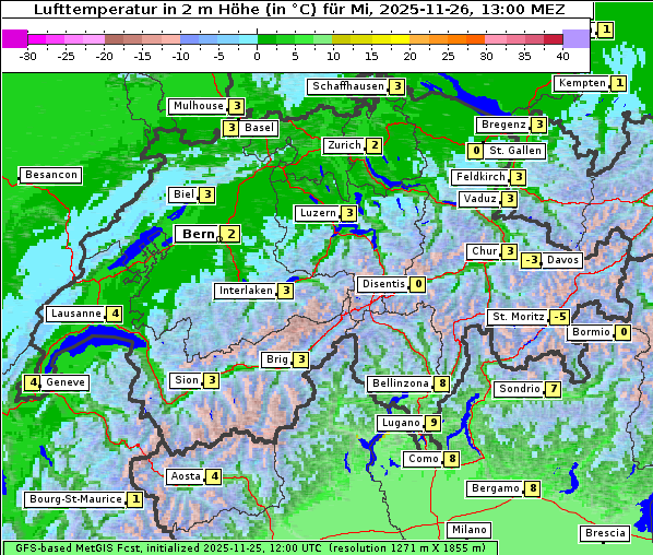 Temperatur, 26. 11. 2025