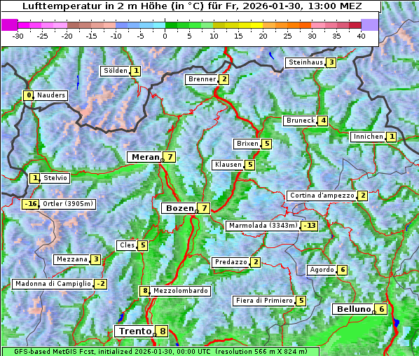 Temperatur, 30. 1. 2026