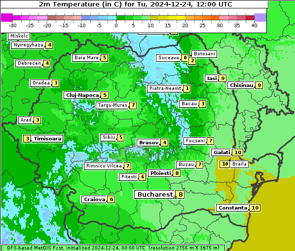 Temperatur, 24. 12. 2024