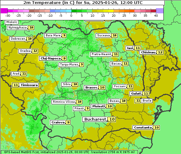 Temperatur, 26. 1. 2025