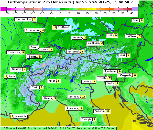 Temperatur, 25. 1. 2026