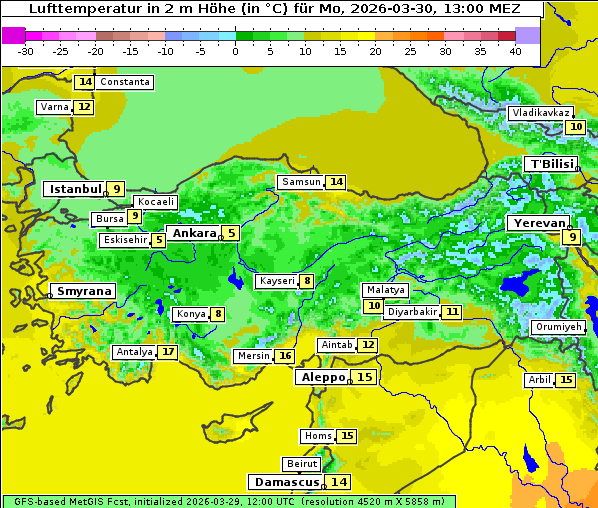 Temperatur, 30. 3. 2026