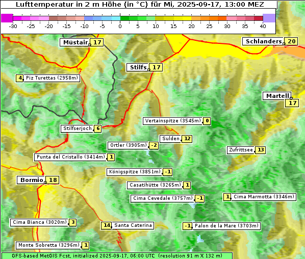 Temperatur, 17. 9. 2025