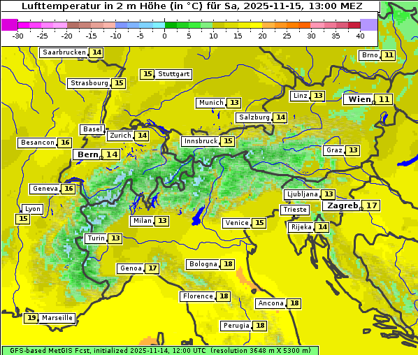 Temperatur, 15. 11. 2025