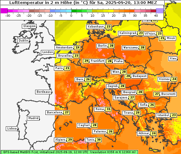 Temperatur, 20. 9. 2025