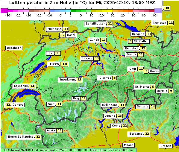 Temperatur, 10. 12. 2025