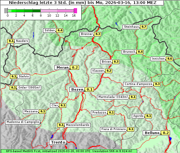 Niederschlag, 16. 3. 2026