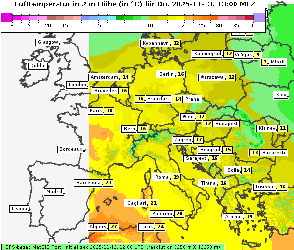 Temperatur, 13. 11. 2025