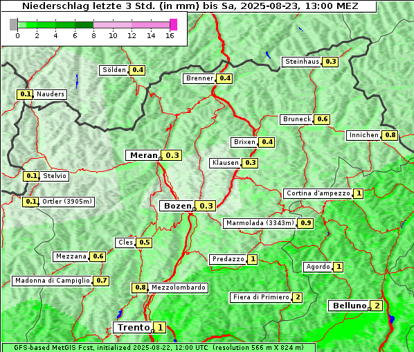 Niederschlag, 23. 8. 2025