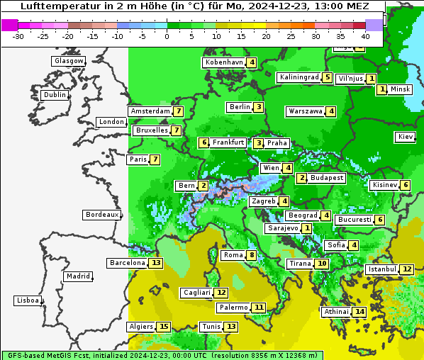 Temperatur, 23. 12. 2024