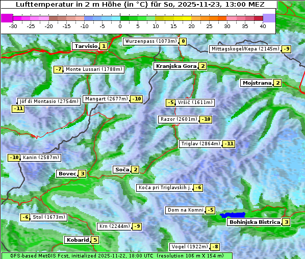 Temperatur, 23. 11. 2025