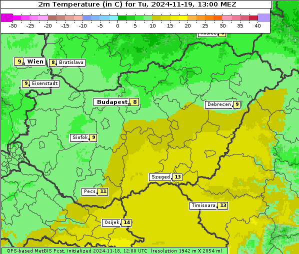 Temperatur, 19. 11. 2024