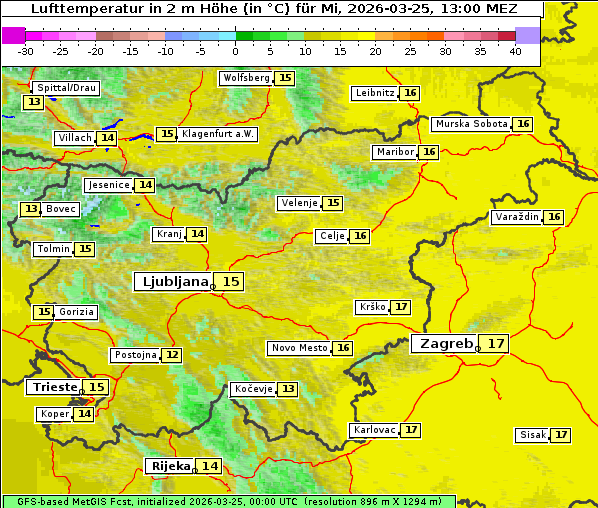 Temperatur, 25. 3. 2026