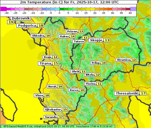 Temperatur, 17. 10. 2025