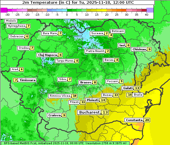 Temperatur, 18. 11. 2025