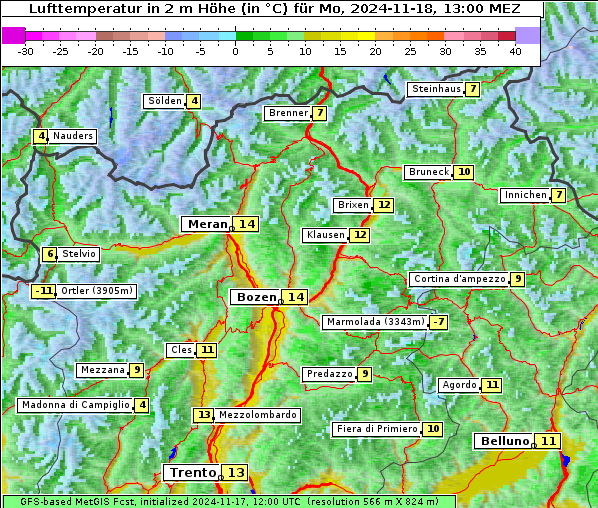 Temperatur, 18. 11. 2024