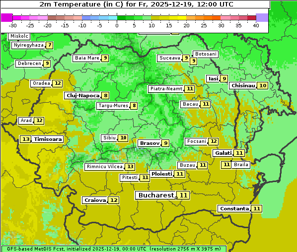 Temperatur, 19. 12. 2025