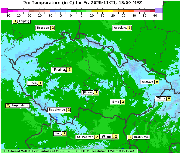 Temperatur, 21. 11. 2025