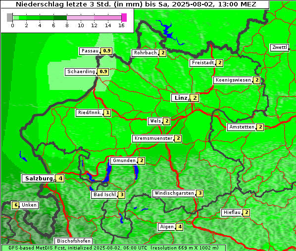 Niederschlag, 2. 8. 2025