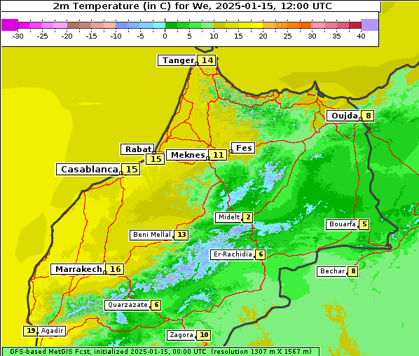 Temperatur, 15. 1. 2025