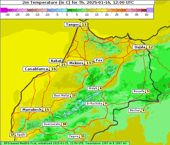 Temperatur, 16. 1. 2025