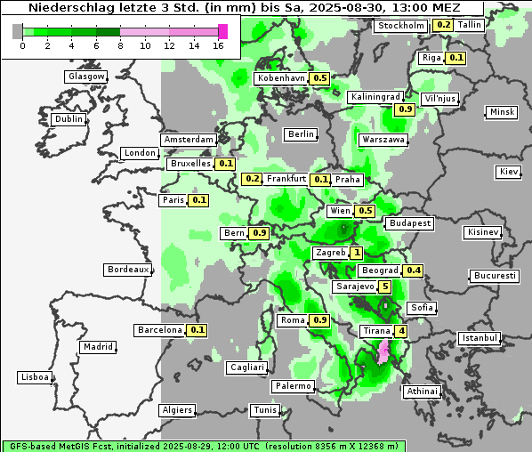 Niederschlag, 30. 8. 2025