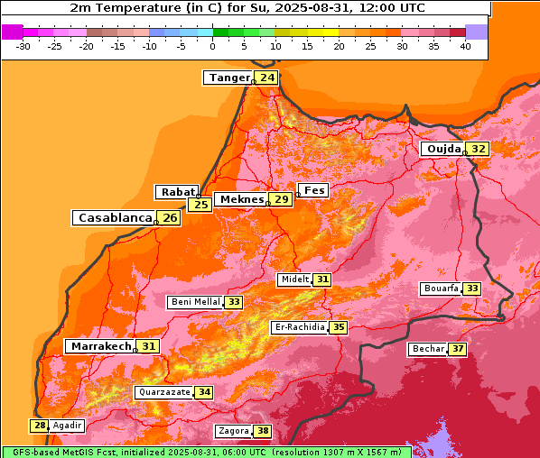 Temperatur, 31. 8. 2025