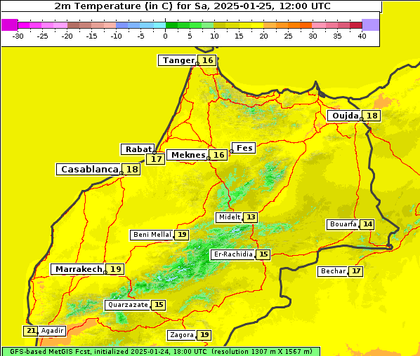 Temperatur, 25. 1. 2025