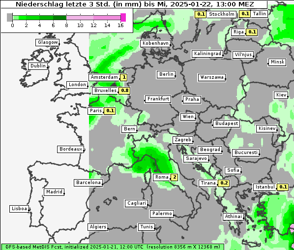 Niederschlag, 22. 1. 2025