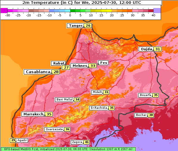 Temperatur, 30. 7. 2025