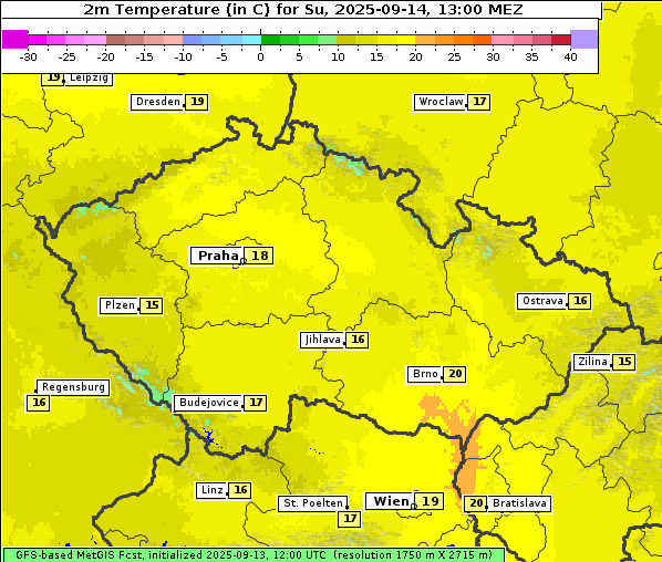 Temperatur, 14. 9. 2025