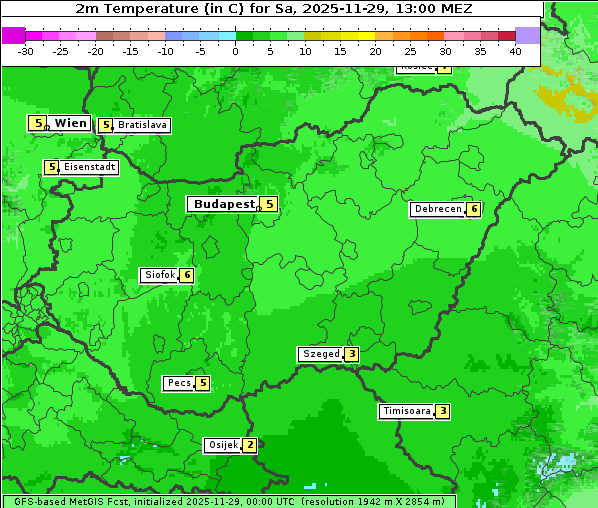 Temperatur, 29. 11. 2025