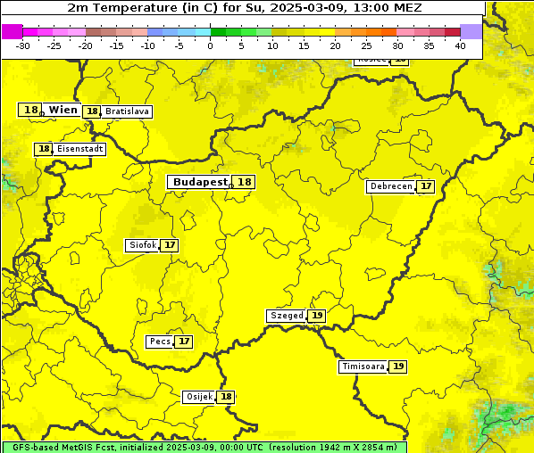 Temperatur, 9. 3. 2025