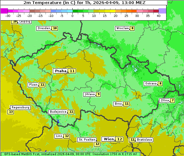 Temperatur, 9. 4. 2026
