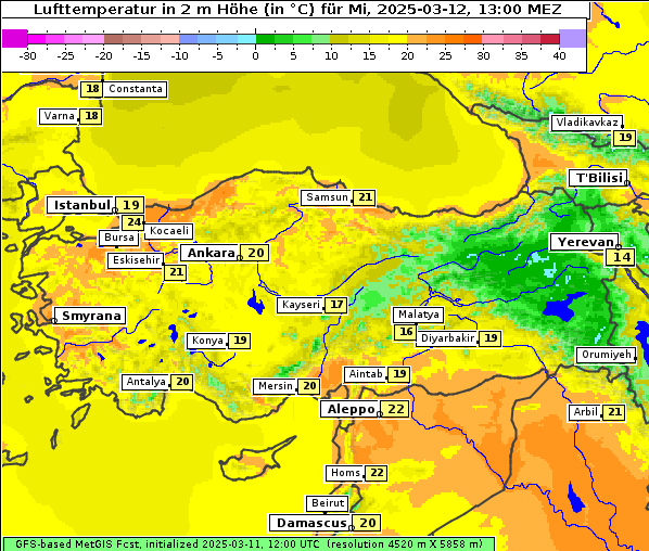 Temperatur, 12. 3. 2025